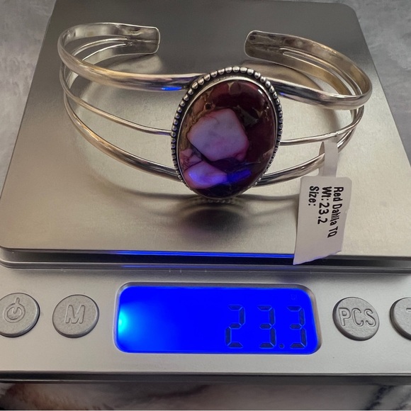 ❤️ Red Rose Pink Dahlia Turquoise Southwestern 926 Adjustable Cuff Bracelet 23gm - Picture 11 of 11